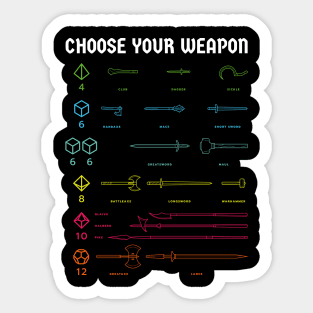 Choose your weapon, roleplayer! Sticker